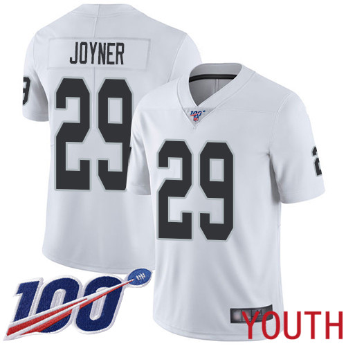 Oakland Raiders Limited White Youth Lamarcus Joyner Road Jersey NFL Football #29 100th Season Vapor Jersey->youth nfl jersey->Youth Jersey